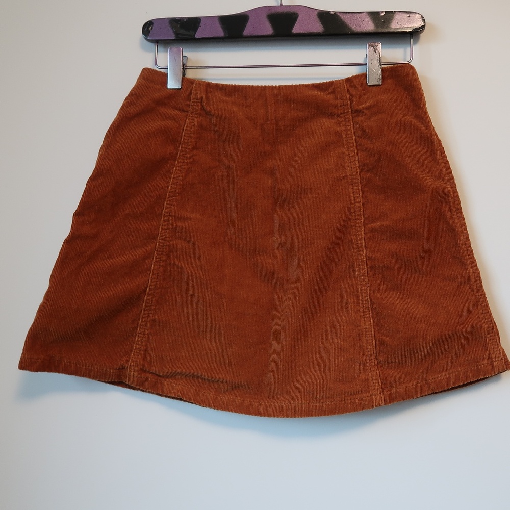 Topshop Button Front Corduroy A-line Skirt Size 6P - Picture 3 of 6